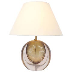 Italian Seguso Murano Glass Table Lamp Attributed to Flavio Poli