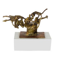 Bronze Sculpture on White Painted Wood Base 6