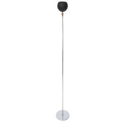 French Chrome and Black One-Globe Floor Lamp by Arlus