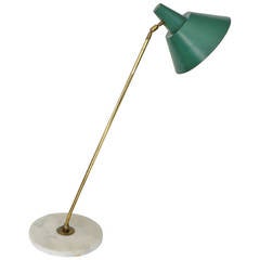 Italian Table Lamp Marble Base and Painted Shade