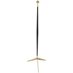 French Brass Footed and Blackened Steel Floor Lamp by Maison Arlus