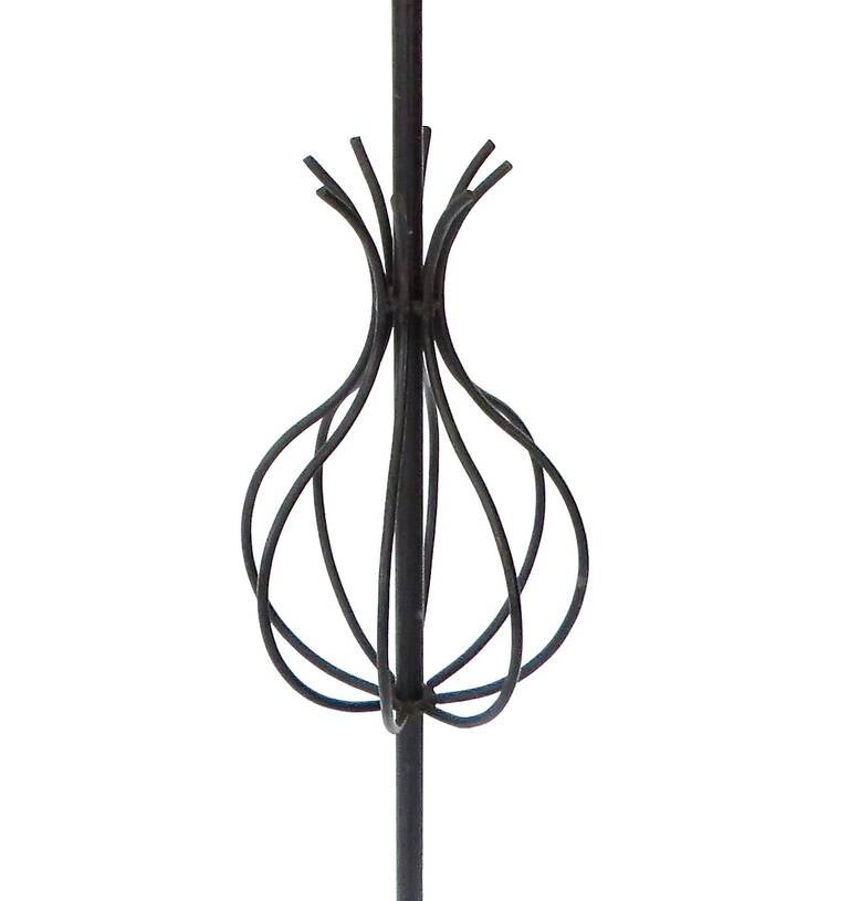 French Hand Wrought Iron Floor Lamp by Attributed to Rene Jean Caillette In Excellent Condition For Sale In Chicago, IL