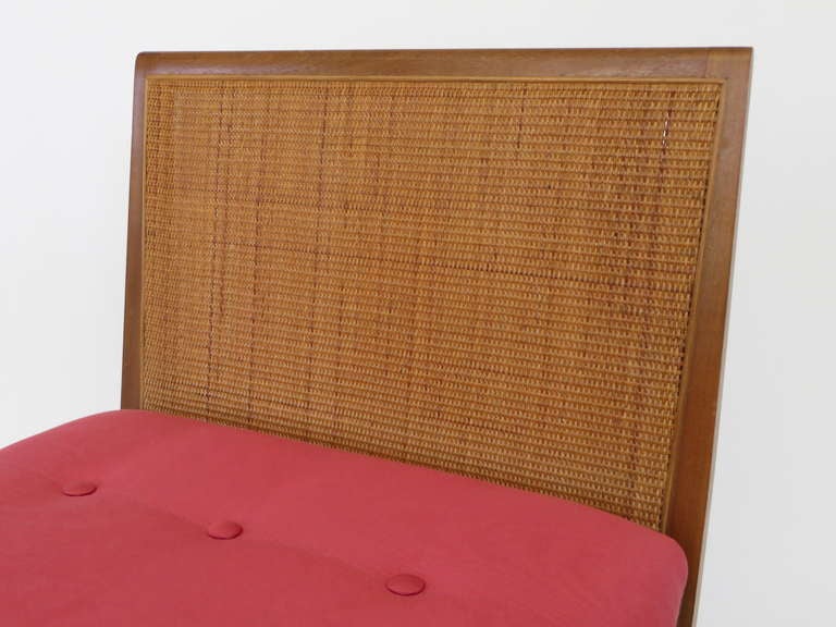 Caned and Upholstered Mahogany Bench c 1960 4