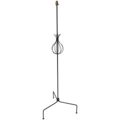 French Hand Wrought Iron Floor Lamp by Attributed to Rene Jean Caillette