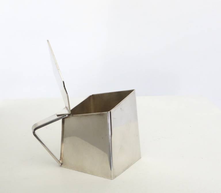 Mid-20th Century Modernist or Cubist and Architectural, Three-Piece Silver Plate Tea Set