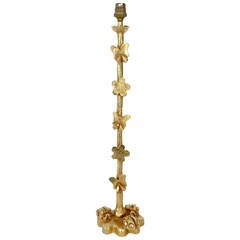 French Gilded Table Lamp with Butterflies and Ladybugs by C.E