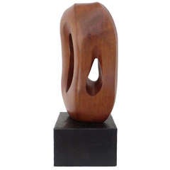 Biomorphic Organic Carved Wood Sculpture signed Mark