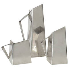 Modernist or Cubist and Architectural, Three-Piece Silver Plate Tea Set