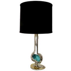 French Brass and Nickel Chrome Table Lamp by Willy Daro 2