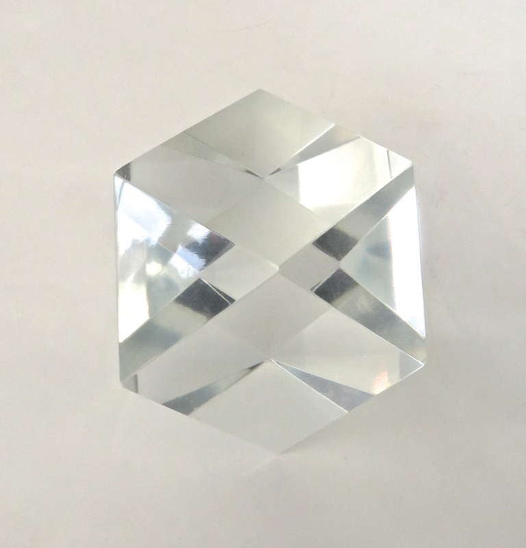Mid-Century Modern Faceted Crystal Paperweight by Baccarat
