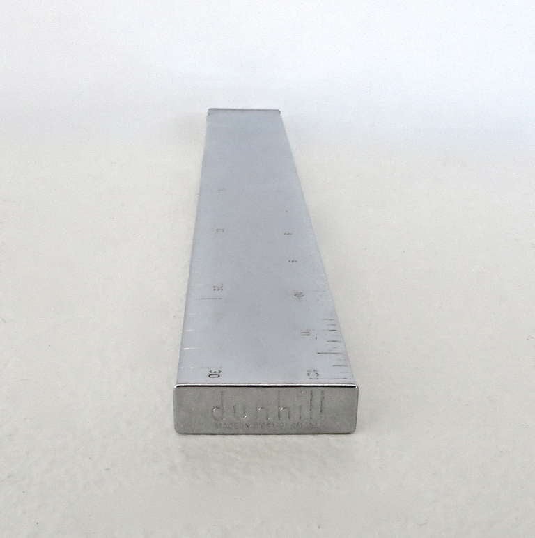 Dunhill Silver Plated Lighter In The Form of A Ruler In Excellent Condition In Chicago, IL