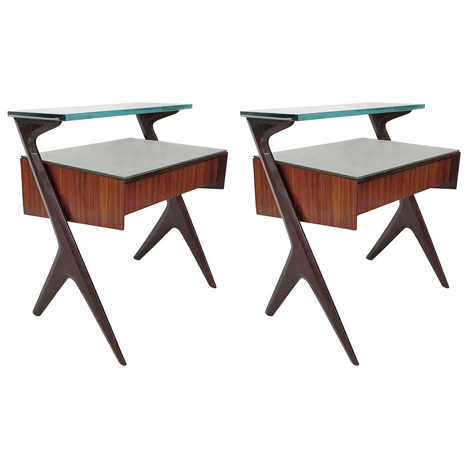 Pair of Italian Side Tables or Bedside Tables Attributed to Ico Parisi