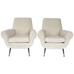Pair of Gigi Radice Lounge Chairs Produced by Renzo Minotti, Italy