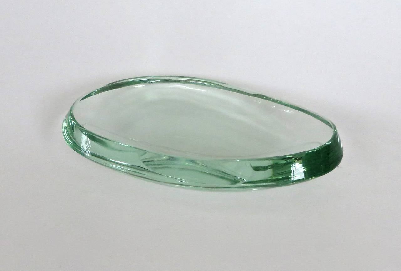 Cast Italian Oval Glass Dish by Fontana Arte