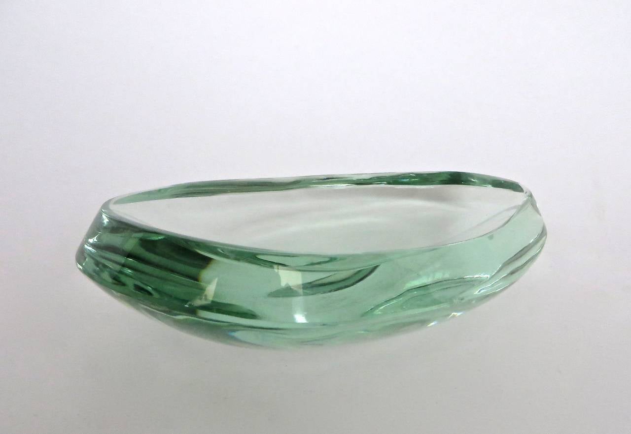 Mid-Century Modern Italian Oval Glass Dish by Fontana Arte