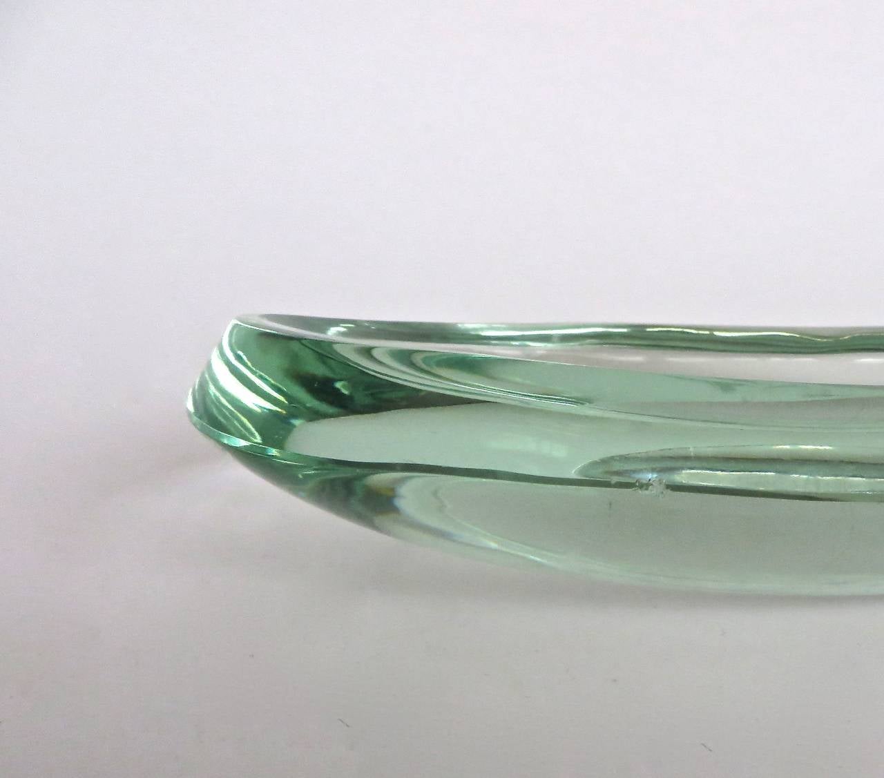 Mid-20th Century Italian Oval Glass Dish by Fontana Arte