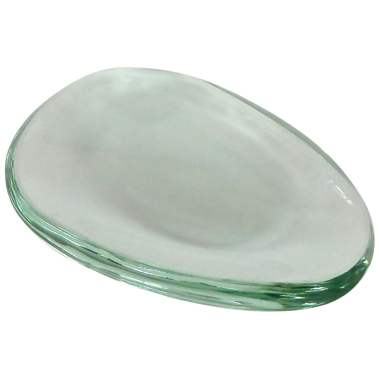 Italian Oval Glass Dish by Fontana Arte