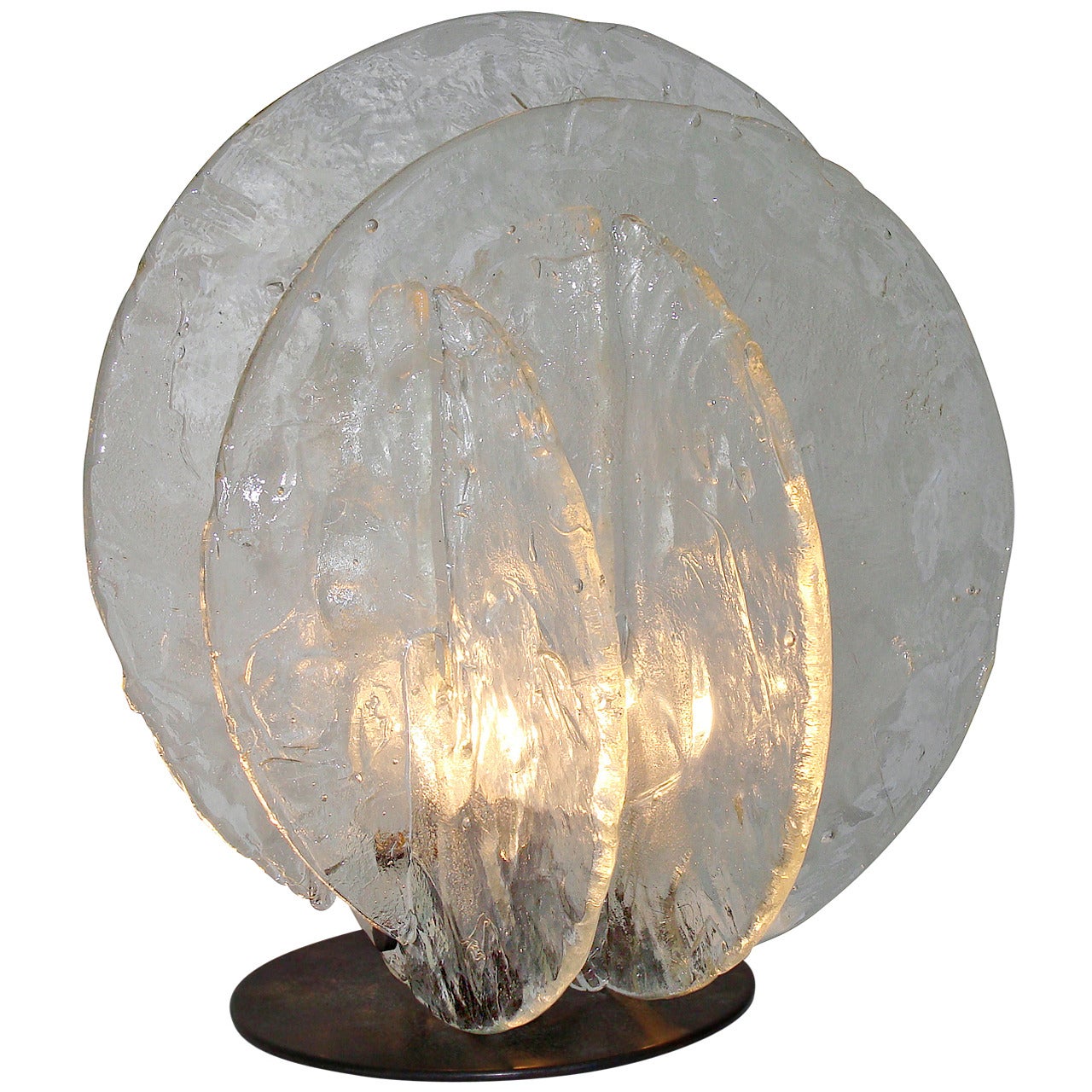 Italian Glass Disc Table Lamp Designed by Carlo Nason for Mazzega