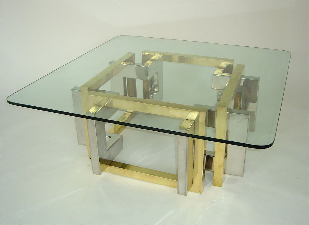 Italian Chrome and Brass Coffee or Side Table