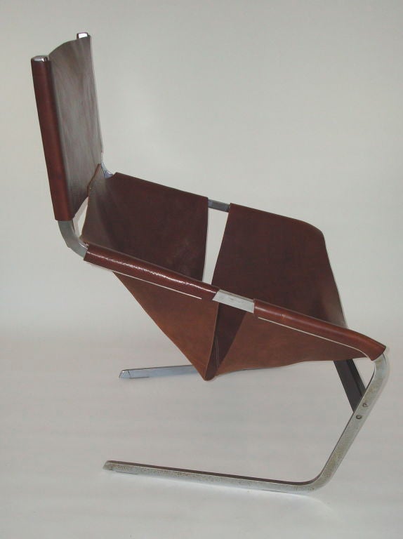 French Pierre Paulin F444 Leather and Steel Chair for Artifort