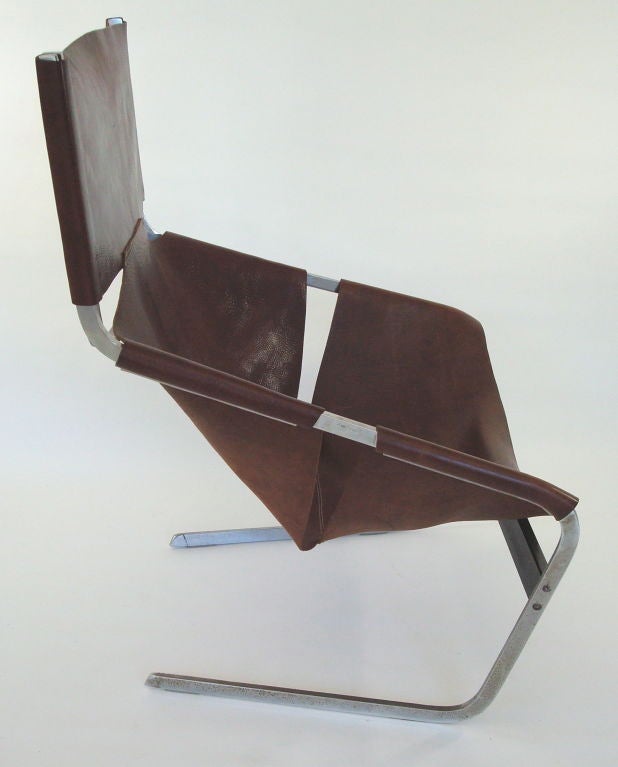 Mid-20th Century Pierre Paulin F444 Leather and Steel Chair for Artifort