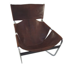 Pierre Paulin F444 Leather and Steel Chair for Artifort