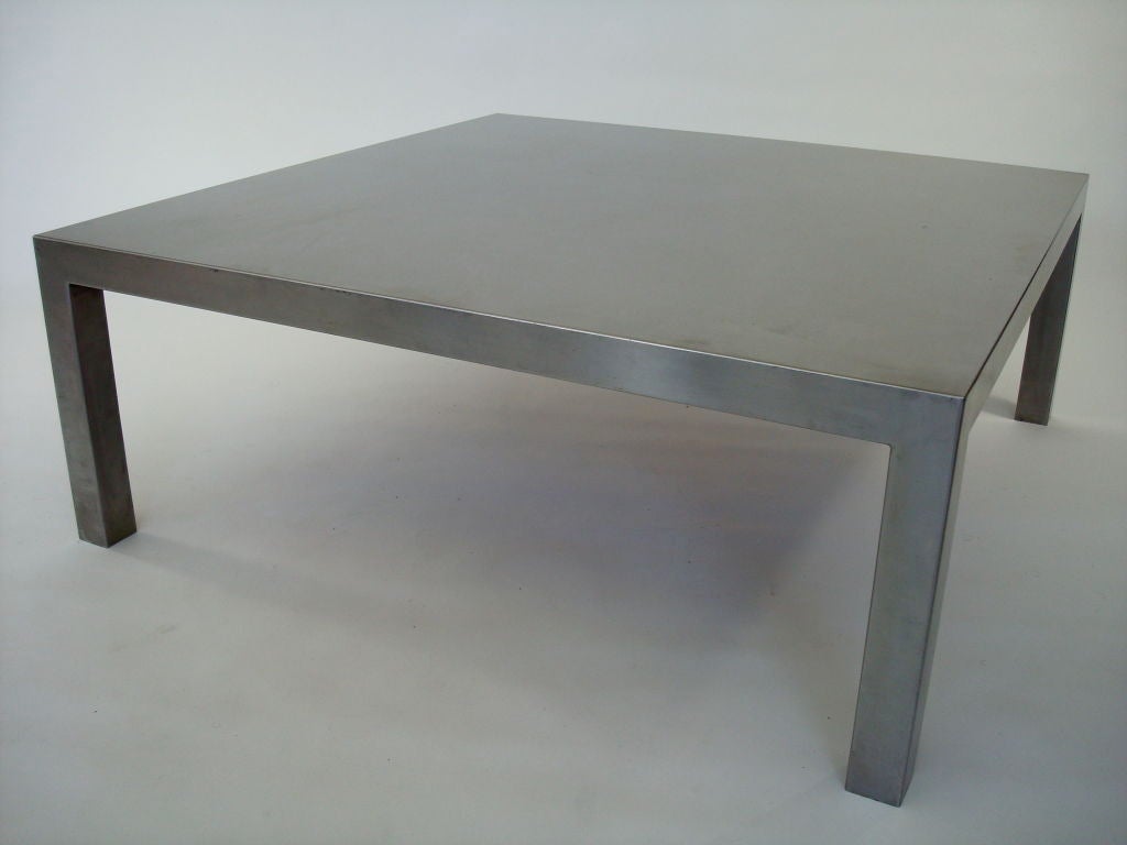 Mid-Century Modern Maria Pergay Large Square French Stainless Steel Coffee Table, circa 1970