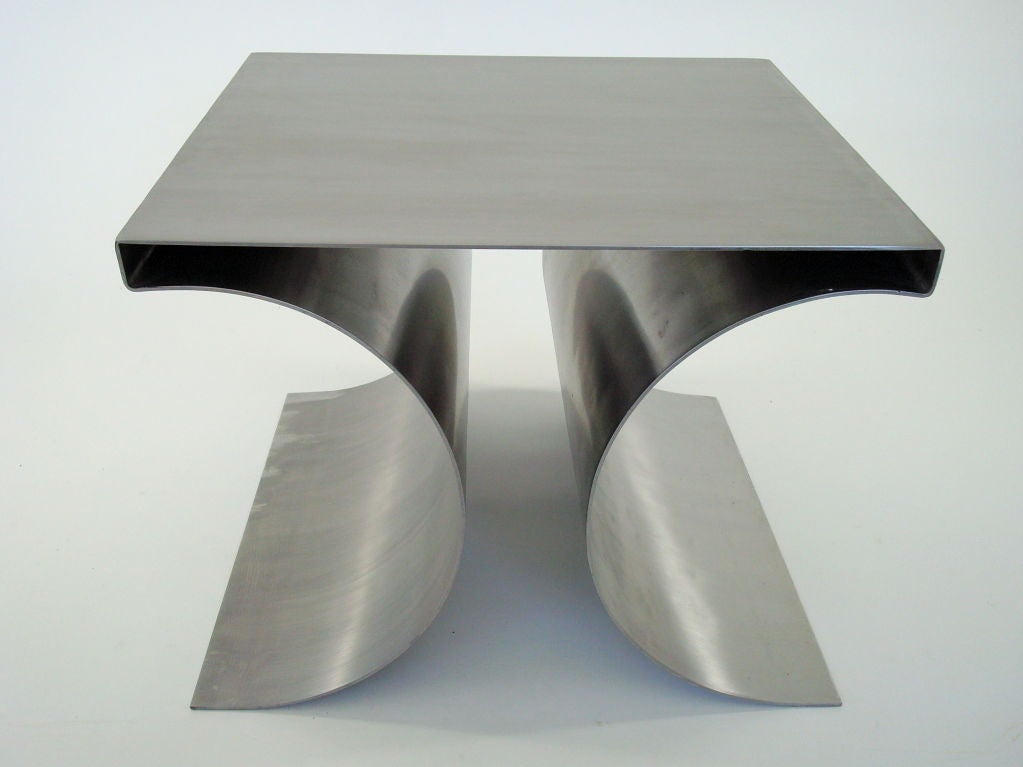 Single X Stool by Michel Boyer in Stainless Steel