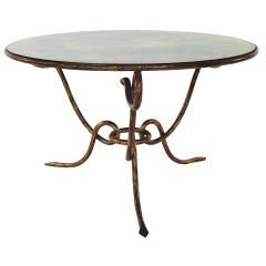 Vintage Rene Drouet Gilded Iron and Mirrored  Coffee Table