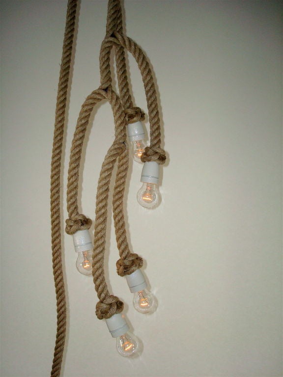 5 Light Flax Rope Light by Christien Meindertsma In Excellent Condition In Chicago, IL