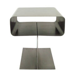 Stainless Steel Folded Steel Side Table by Francois Monnet