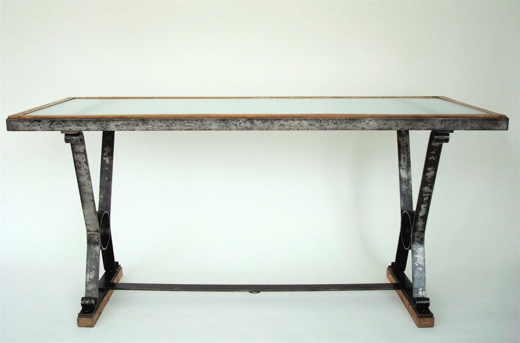 French Iron, Oak and Glass Console from Christian Dior Boutique
