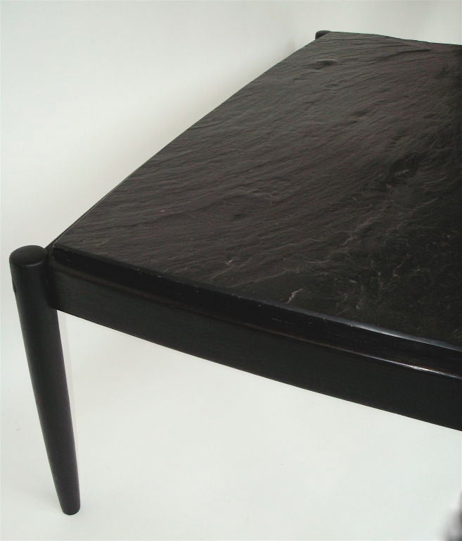 French Slate and Oak Coffee Table In Excellent Condition In Chicago, IL