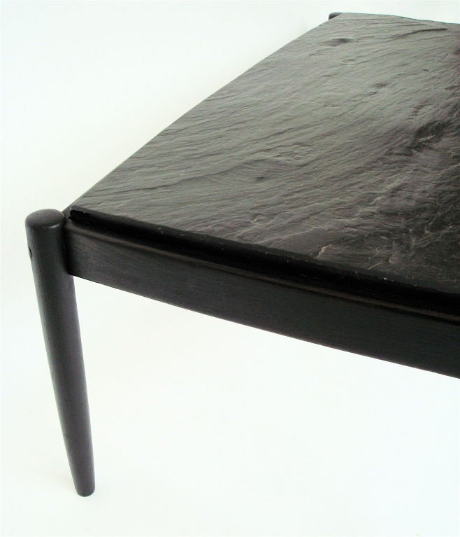 Mid-20th Century French Slate and Oak Coffee Table