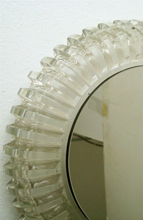 Mid-20th Century French Pressed Glass Wall Mounted Back Lighted Mirror by Maison Perzel For Sale
