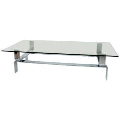 French Nickel Chrome Steel Coffee Table