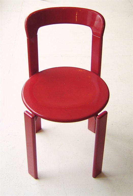 Swiss Red Lacquer Side Chair by Stendig
