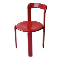 Red Lacquer Side Chair by Stendig
