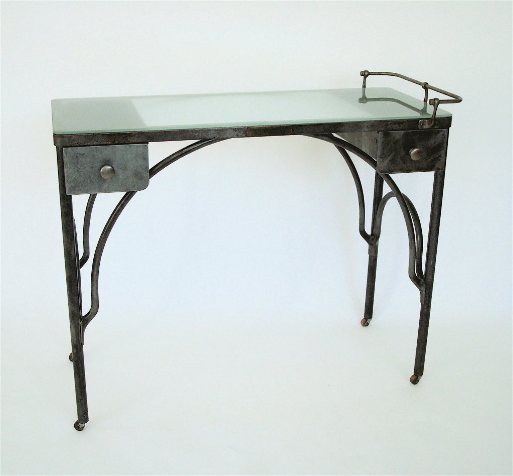 steel and glass desk