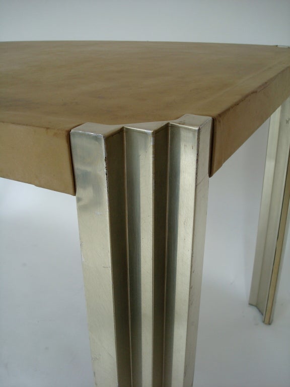 Milo Baughman Parchment and Nickel Dining/Desk Table 1