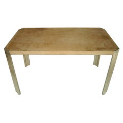Milo Baughman Parchment and Nickel Dining/Desk Table