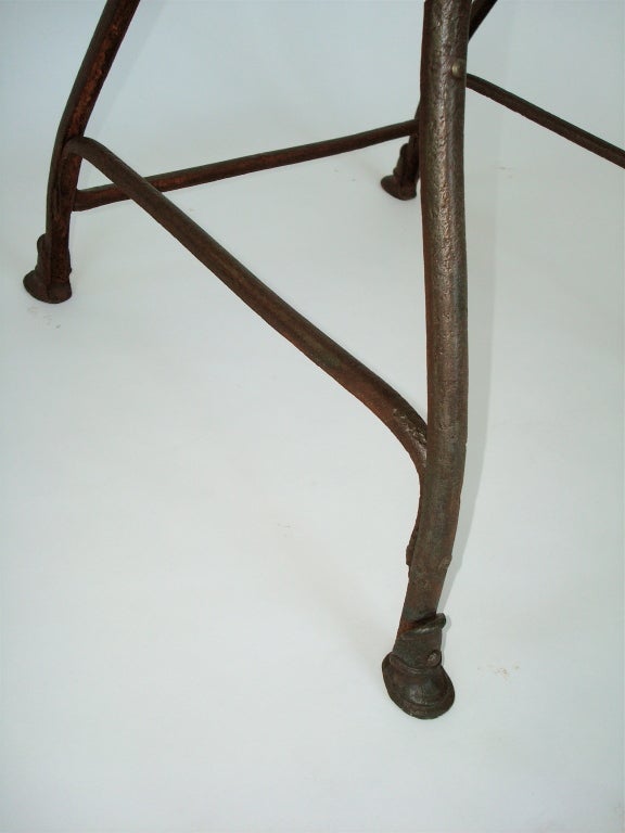 French 19th C Iron Garden Chair from Arras With Cast Iron Feet 4