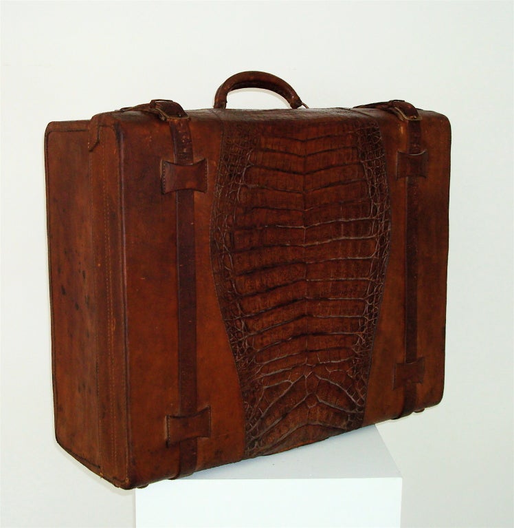 Mid-20th Century Alligator and Leather Suitcase