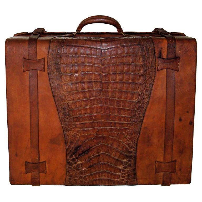 Alligator and Leather Suitcase
