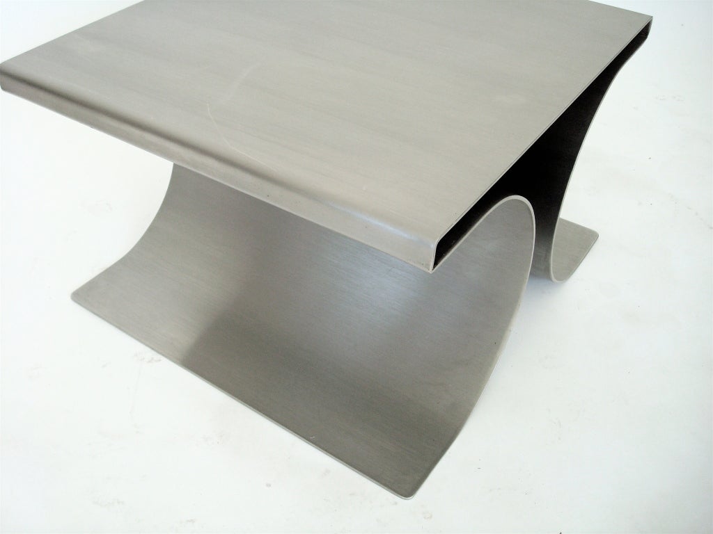 Mid-20th Century Single X Stool by Michel Boyer in Stainless Steel