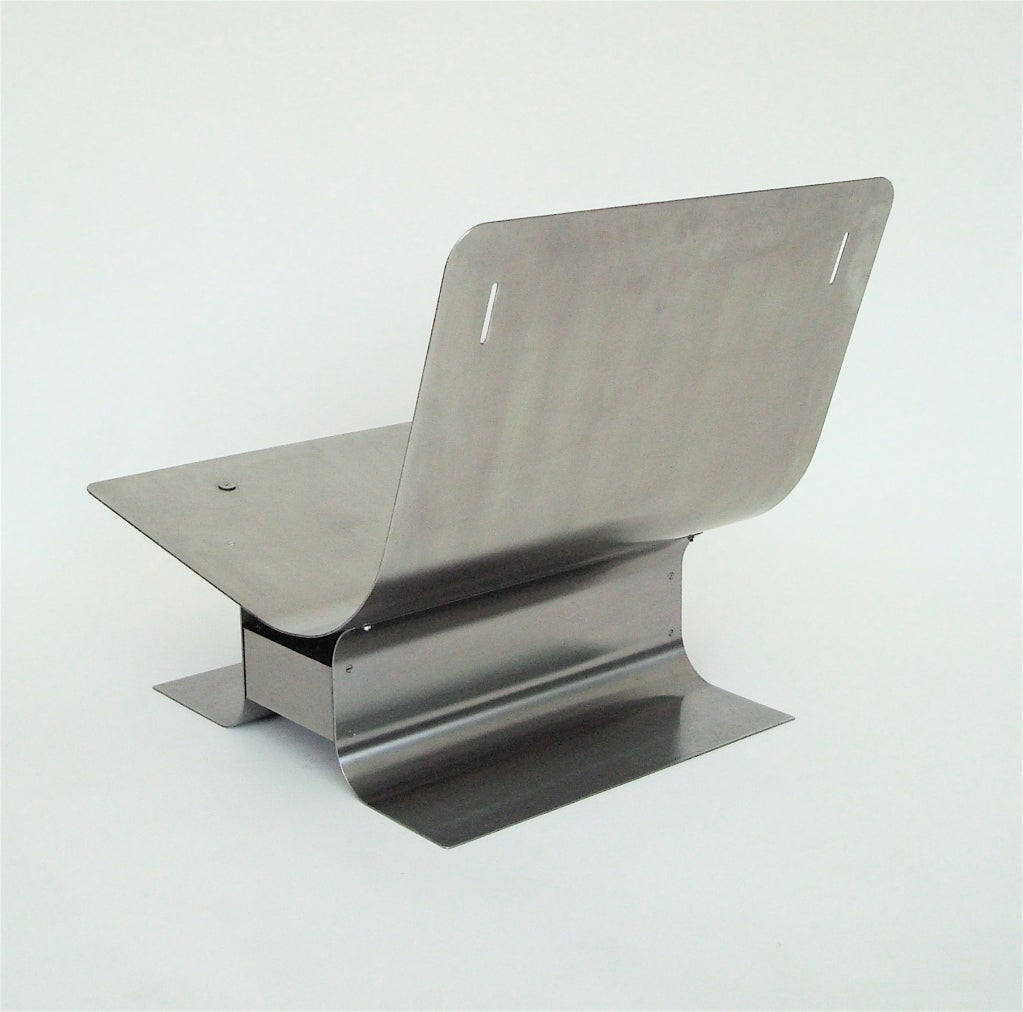 Pair of French Stainless Steel lounge Chairs by Francois Monnet 2