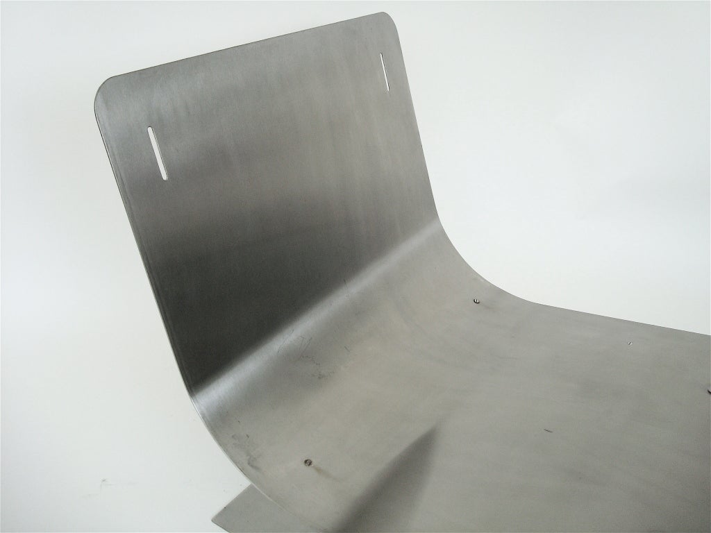 Pair of French Stainless Steel lounge Chairs by Francois Monnet 3