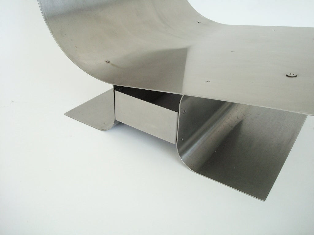 Pair of French Stainless Steel lounge Chairs by Francois Monnet 4