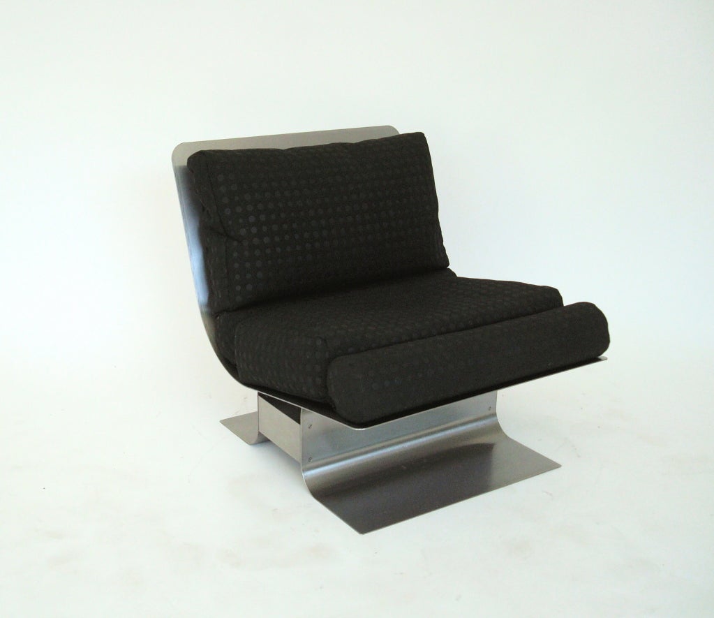 Pair of French Stainless Steel lounge Chairs by Francois Monnet 5