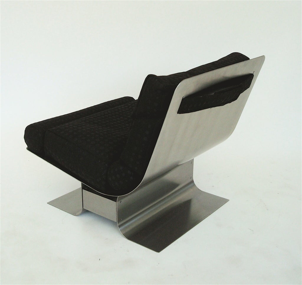 Pair of French Stainless Steel lounge Chairs by Francois Monnet 6
